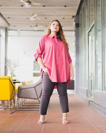 Nelly Long Shirt (Wine Pink)
